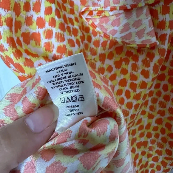 ANN TAYLOR XS Petite Sleeveless Ruffle Front Blouse Orange Yellow - Picture 5 of 6